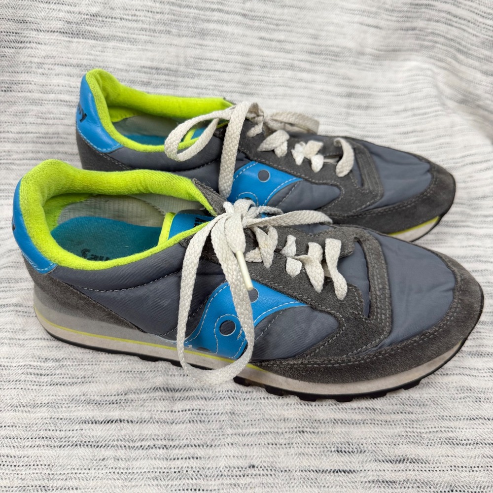 Saucony‎ Jazz Original Low Pro Gray Blue Nylon Suede Sneaker Running Shoe 7